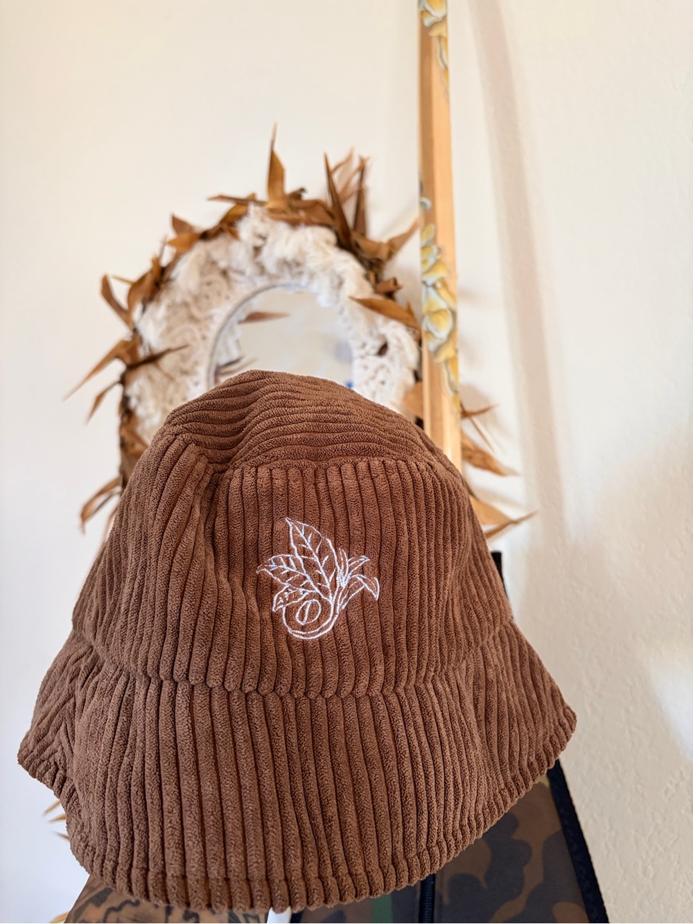 Kona Coffee and Tea Corduroy Brown Bucket Hat